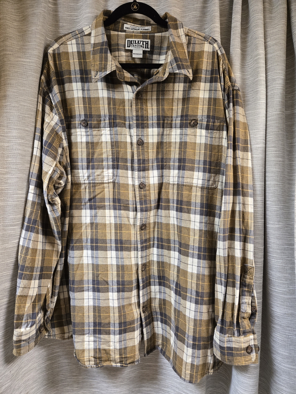 Duluth Trading Co Men's Tan Plaid Button-Up Shirt